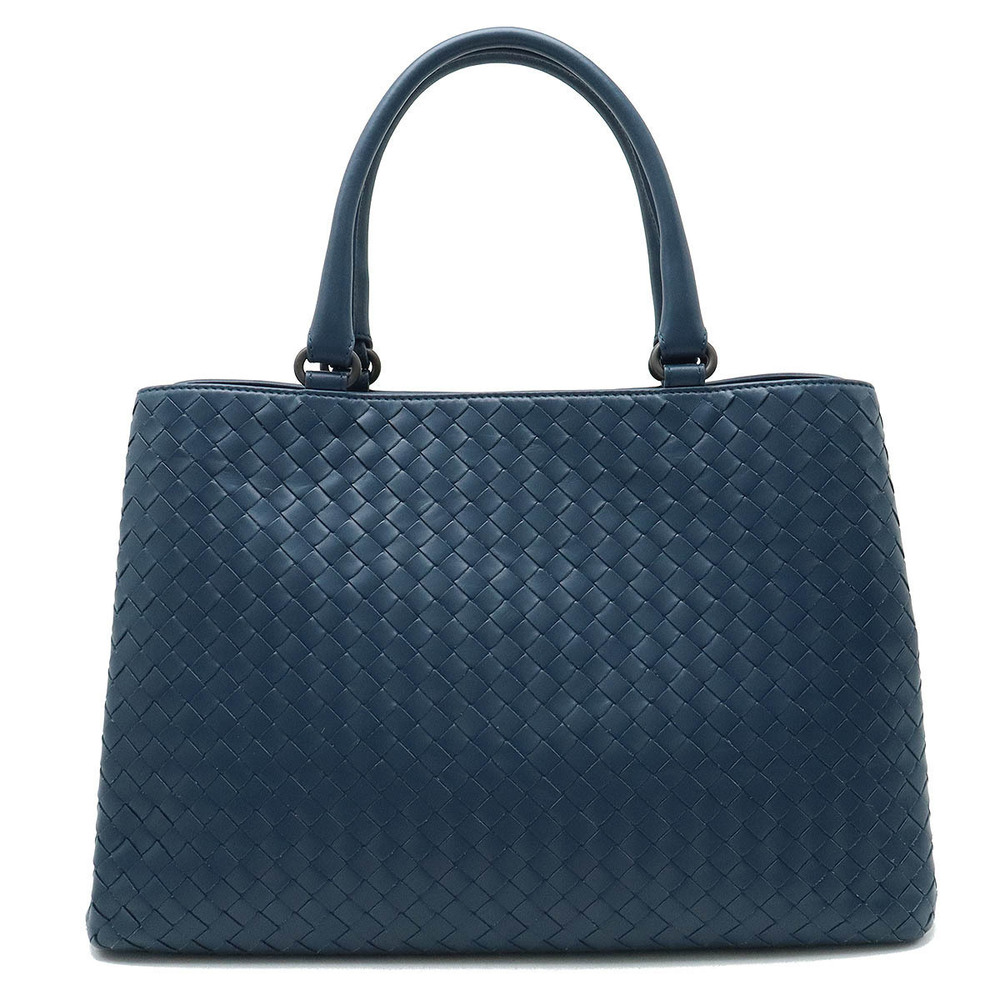 BOTTEGA VENETA Intrecciato Tote Bag Handbag Leather Iron Blue